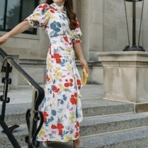 Rixo x Target floral ruffle front high neck maxi dress